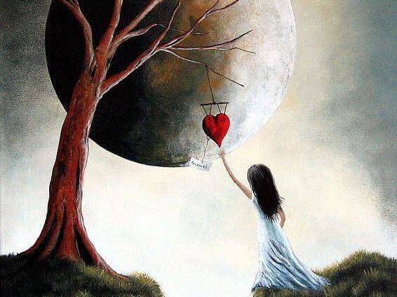 ragazza cuore e luna