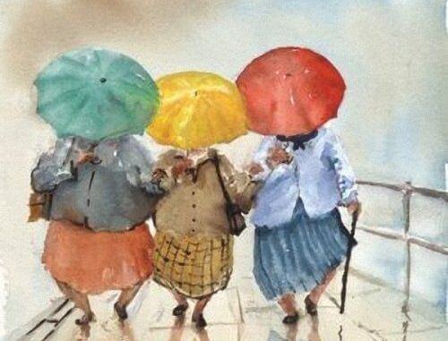 ragazze con ombrelli