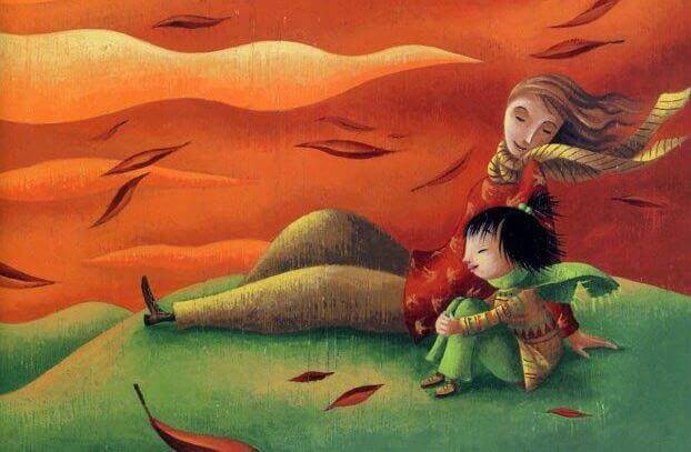 bambino e mamma sul prato