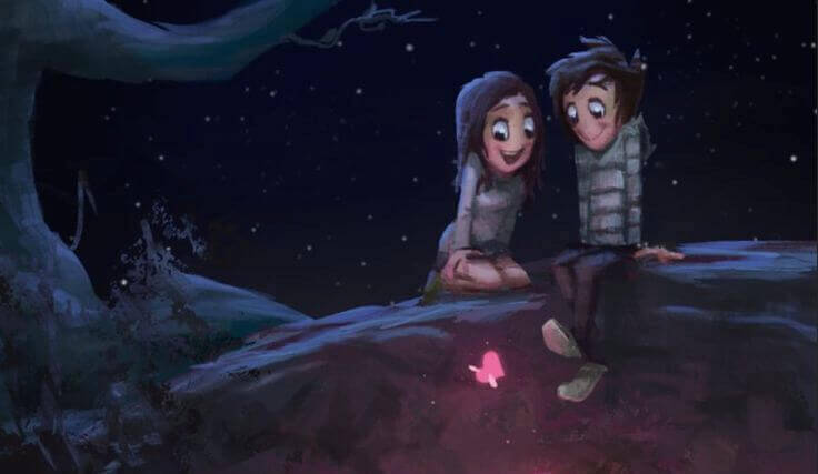 coppia con cuore illuminato