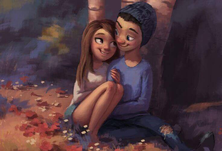 coppia felice che si guarda negli occhi