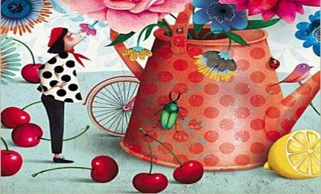 donna con teriera colorata