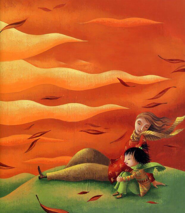 madre e figlia su una collina