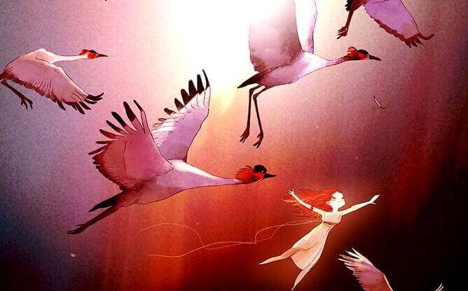 Ragazza-che-vola-con-uccelli