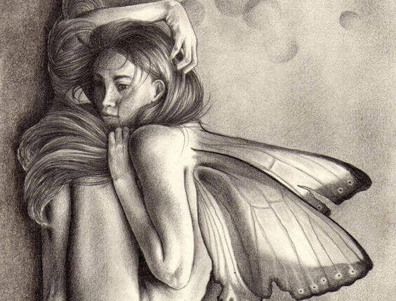 donna-accovacciata-con-farfalle