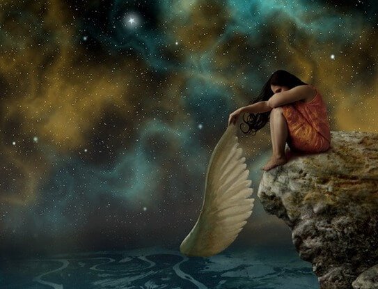 ragazza e cielo stellato