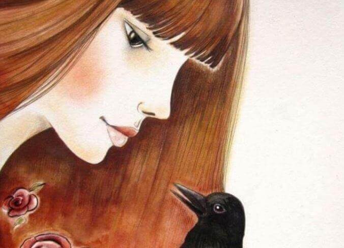 donna e corvo