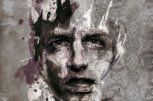 faccia in bianco e nero