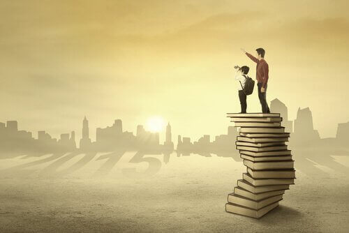 padre e figlio sui libri