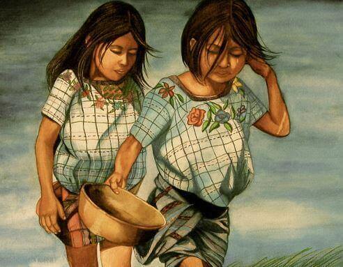 sorelle con cesta in mano