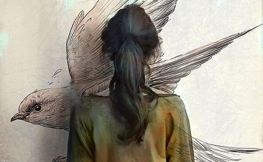 donna-disegno-uccello