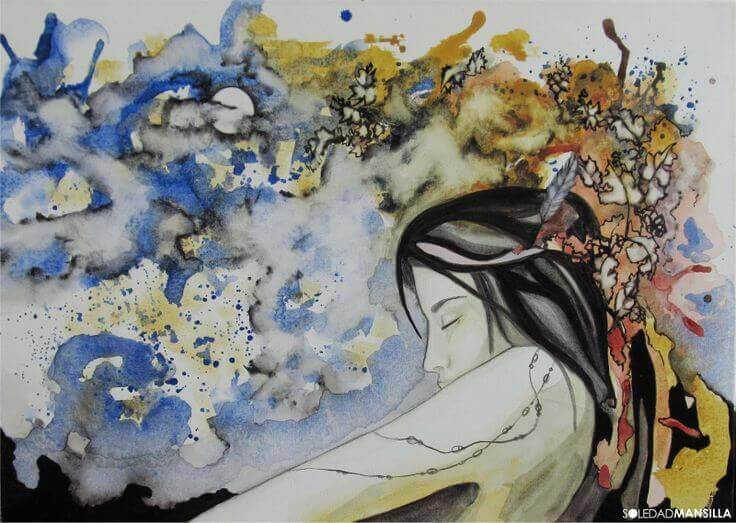 Donna con occhi chiusi