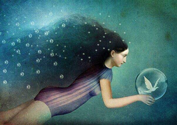 Donna sott'acqua
