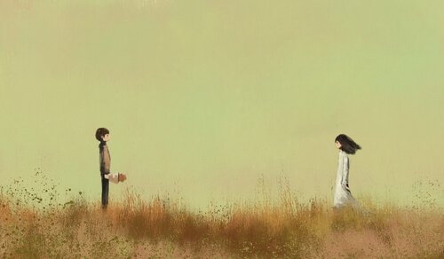 ragazzo e ragazza lontani