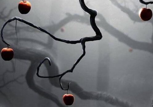 rami arricciati e mele rosse