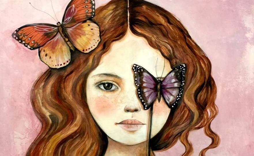 bambina con farfalla