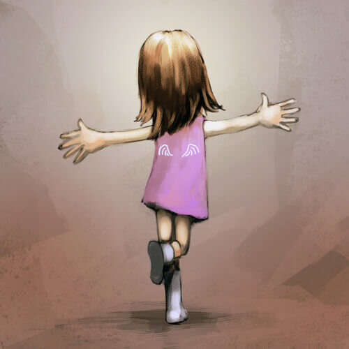 bambina con le braccia aperte essere felici