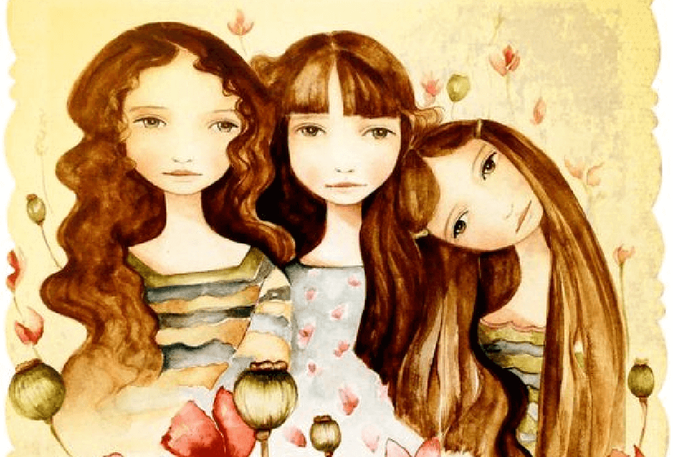 Рисунок мама и три девочки