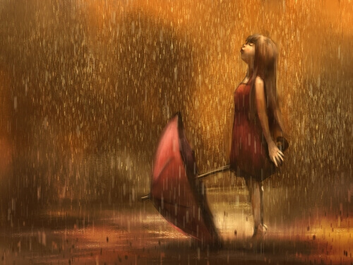 ragazza sotto la pioggia