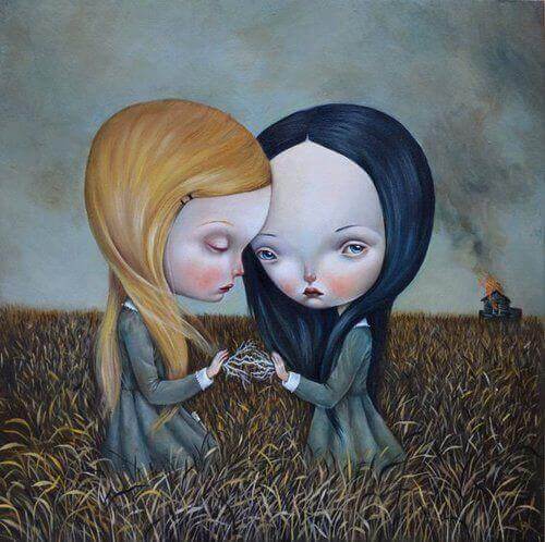 sorelle-tristi-e-sole-in-un-campo