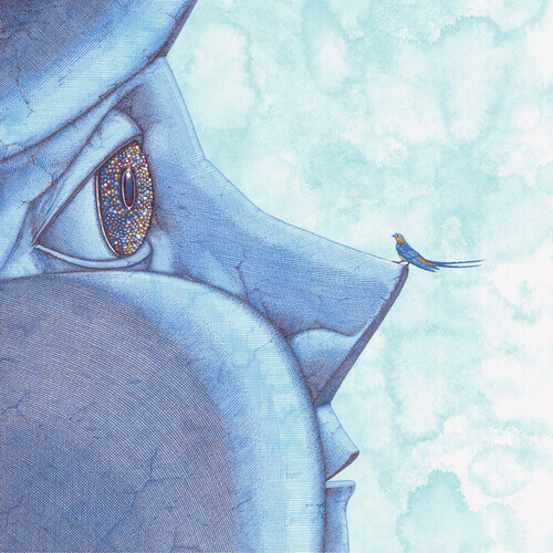 statua-con-rondine-sul-naso