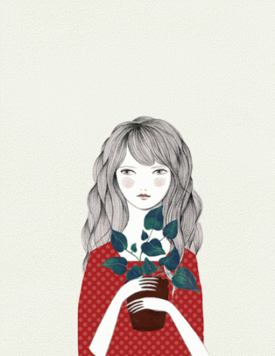 donna con vaso in mano