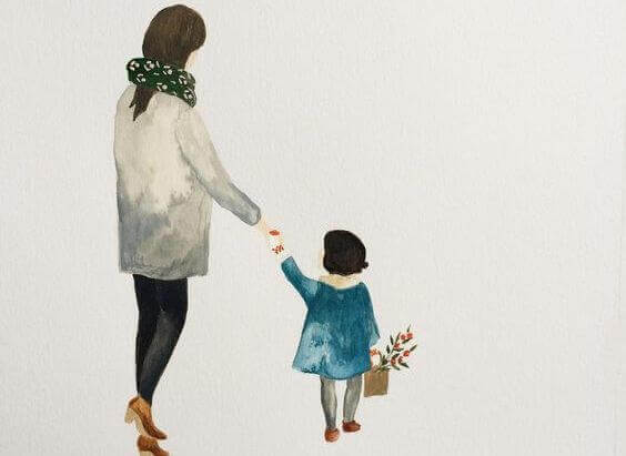 mamma e figlia mano nella mano