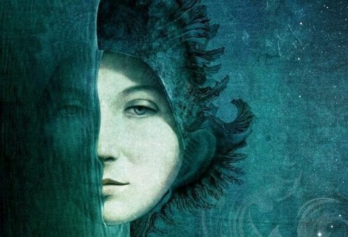 viso di donna nel mare
