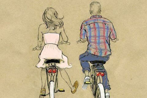 coppia in bicicletta