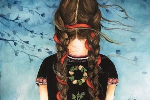 adolescente di spalle con trecce