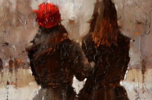 acquarello amiche di spalle