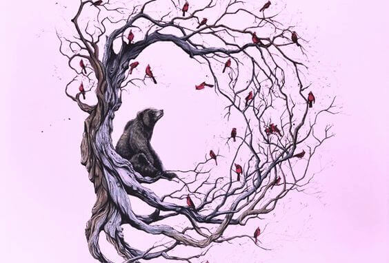 albero-orso-e-uccelli