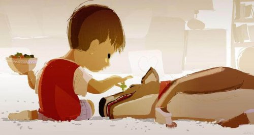 Un bambino e il suo animale del cuore