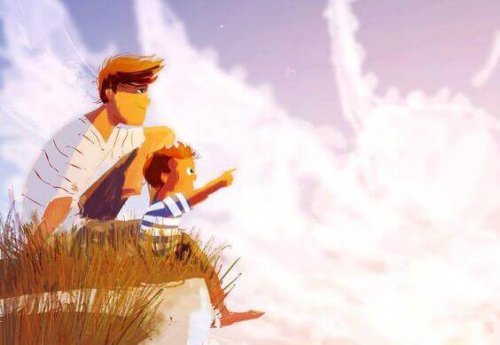 padre-e-figlio-guardano-il-cielo