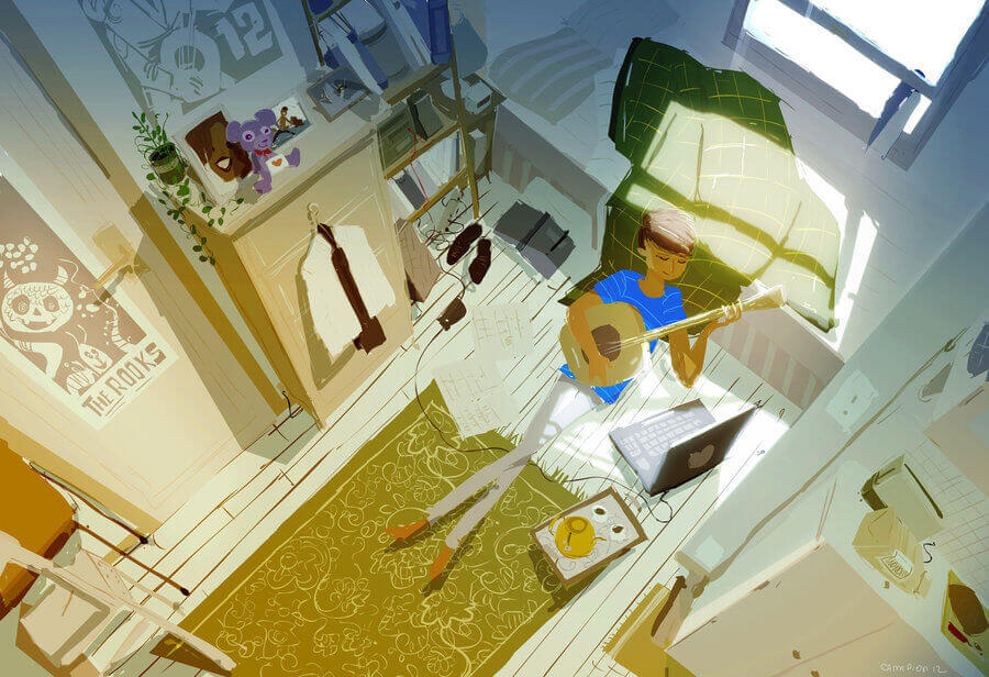 uomo-in-camera-chitarra