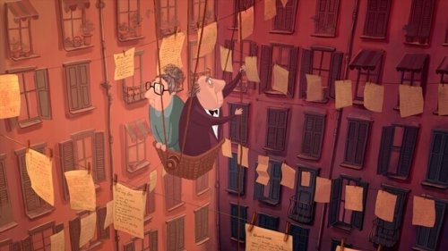 Coppia di anziani su una mongolfiera