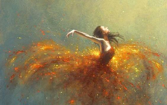 Ballerina con un vestito fatto di luci