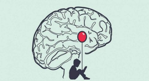 Bambino con un palloncino nel cervello umano