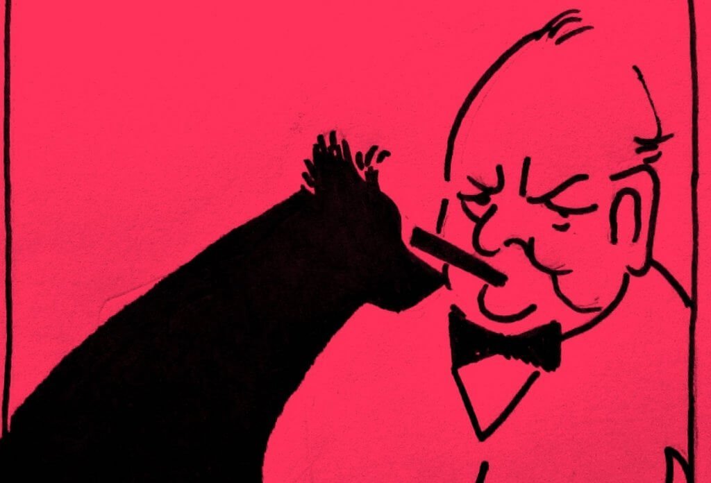 Churchill e il suo cane nero