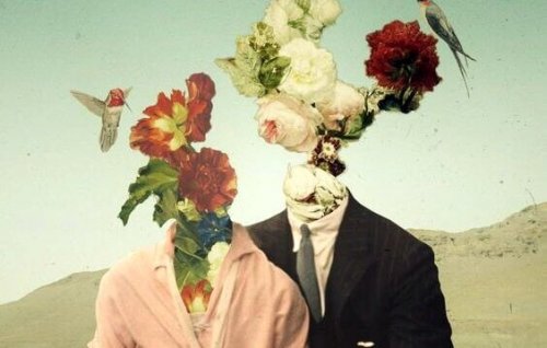 Coppia con fiori in testa