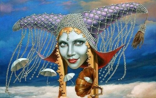 Viso di donna con corna