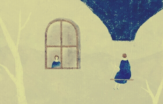 Donna che vede se stessa alla finestra