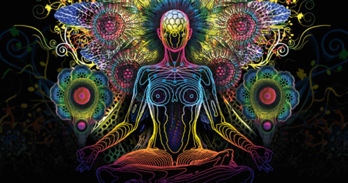 Donna colorata che fa yoga