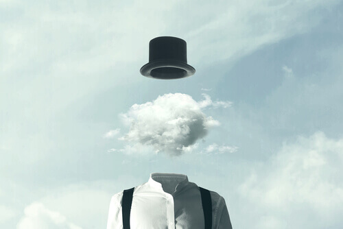 Uomo con nuvola e cappello