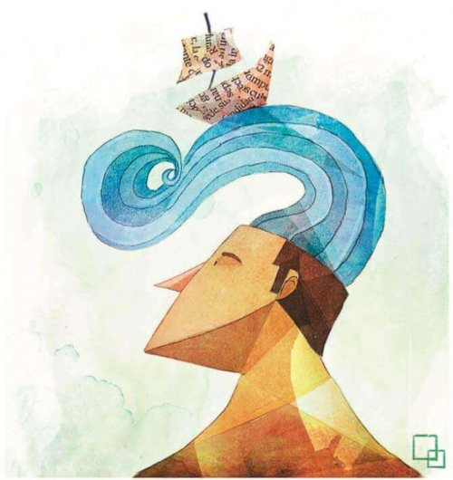 Uomo con onda che gli esce dalla testa