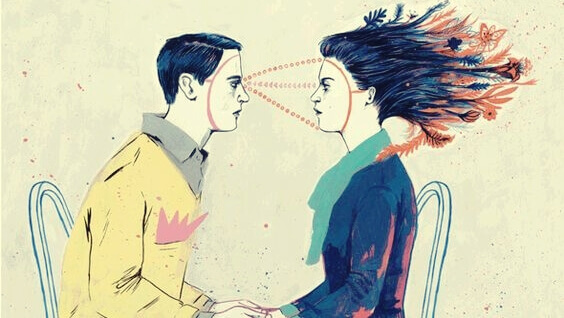 Uomo e donna che si guardano