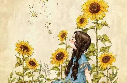 Bambina con i girasoli