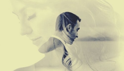 Immagini sovrapposte di un uomo e una donna in coppia