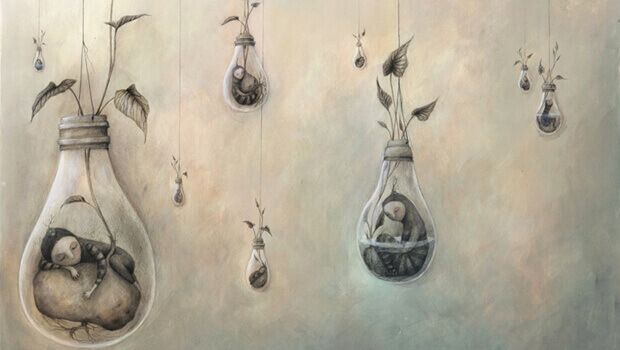 Bambini dentro lampadine le persone intelligenti