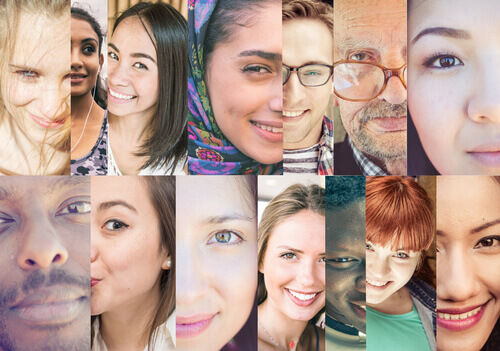 Collage con foto di persone di varie etnie